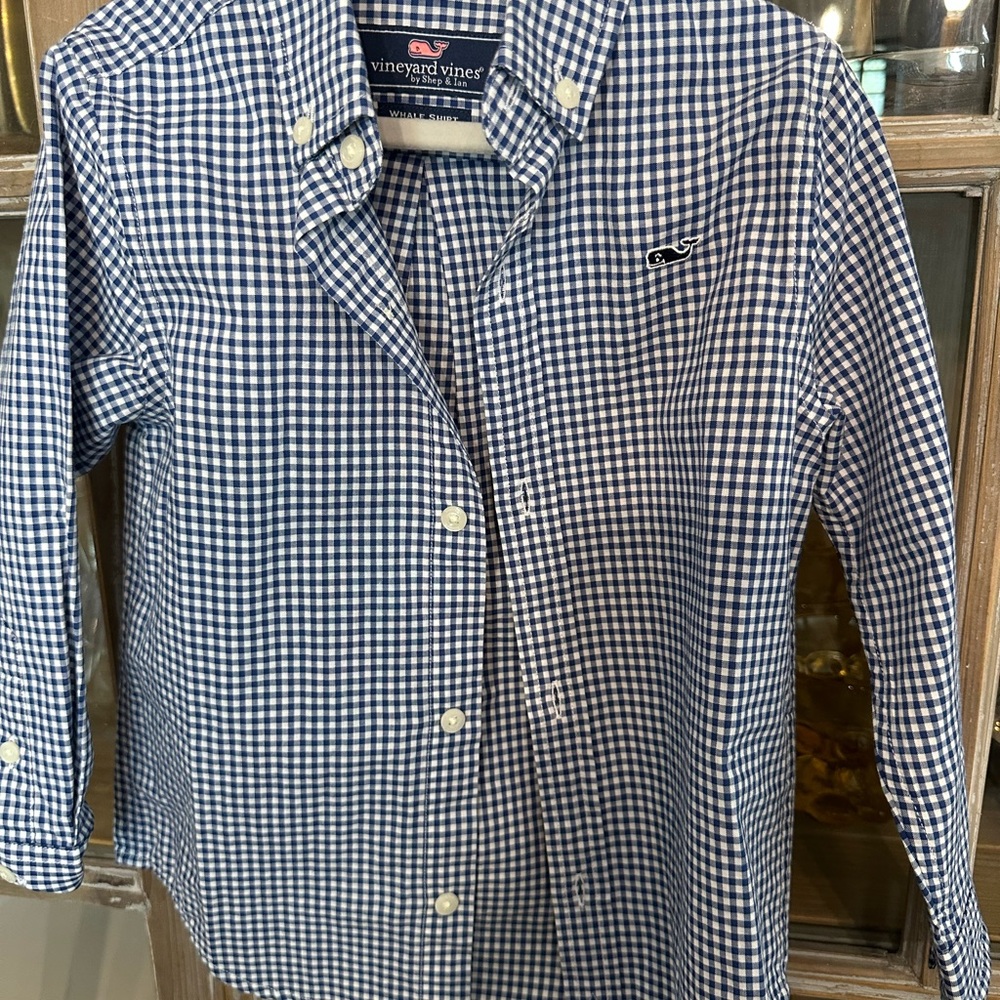 Vineyard Vines Toddler Boy Blue Gingham Shirt